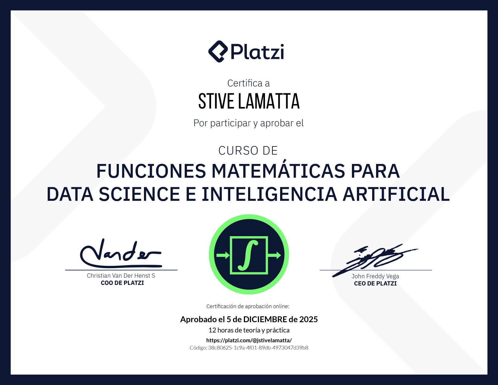 Diploma de Calculo Diferencial para Data Science